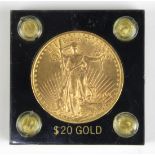United States 1912 Saint-Gaudens $20 gold coin with double eagle design.