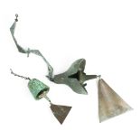 (lot of 2) Paolo Soleri bronze bells, largest 22"l