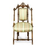 George Hunzinger walnut parlor chair, New York circa 1870 executed in the Renaissance Revival taste,