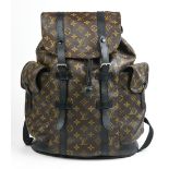 Louis Vuitton style Christopher backpack, executed in brown leather monogram coated canvas with