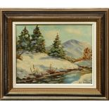 Mountain River Snow Scene, oil on canvas board, signed "T. C. Duncan" lower left, 20th century,