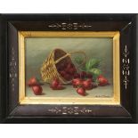 Mabel Lemos (American, 1861-1921), Strawberries, oil on canvas, signed lower right, overall (with