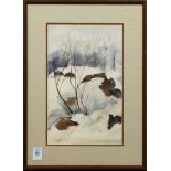 Winter Landscape, 1980, watecolor, signed "B. Harwell" and dated lower left, overall (with frame):