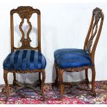Pair of Victorian sidechairs, each having a carved crest, 41.5"h