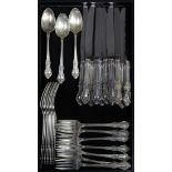 (lot of 31) Onieda sterling partial flatware set in the "Afterglow" pattern, consisting of (11)