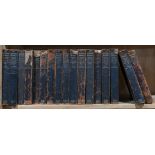 Two shelves including a partial Encyclopedia Britannica, The Yale Shakespeare, etc.