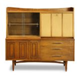 Broyhill Premier "Sculptra" china cabinet, the superstructure having two sliding glass doors and a