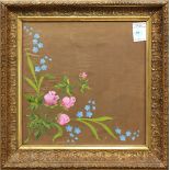 Flowers, gouache on paper, unsigned, 19th century, overall (with frame): 16.5"h x 16"w