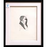 Leonard Baskin (American, 1922-2000), Portrait of Caspar David Friedrich, 1969, etching, pencil