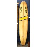 Velzy surf board with fin, 9'4''l