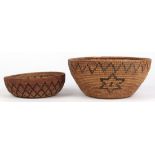 (lot of 2) Native American Mono or Menache (central CA) basketry group, largest 4"h x 8.75"w