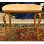 Thonet bentwood center table, having a shaped top above contoured legs, 29"h x 38"dia.