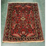 Persian Sarouk mat, 2'8" x 1'10"