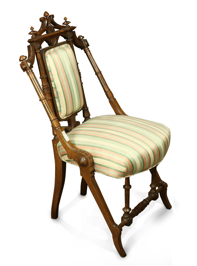 George Hunzinger walnut parlor chair, New York circa 1870 executed in the Renaissance Revival taste, - Image 2 of 4