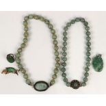 (Lot of 5) Jade, silver and metal jewelry Including 2) 12 mm, jadeite bead, metal, silver 16 and