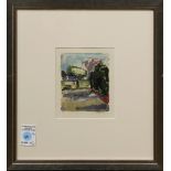 (lot of 3) European School (20th century), River Scene with Distant Village & City Street Scene with