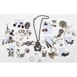 Collection of multi-stone, sterling silver, silver and metal jewelry Including numerous pairs and