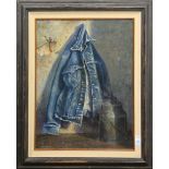 Dean Packer (American, 20th century), Still Life with Denim Jacket and Pail, oil on board, signed