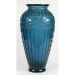 Nancy, France art glass vase, having a tapered form, the body with repeating geometric designs,