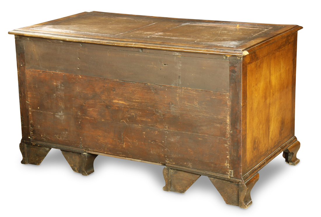 George III desk circa 1770, executed in walnut, having reticulated brass pulls, the fronts with - Image 5 of 5