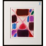 Untitled (Abstract Red X), 1983, mixed media on paper, unsigned, dated lower right, 20t century,