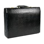 Amiet ostrich leather briefcase, with combination locks and interior pockets for cell phone and