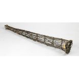 Native American domo redbud fish trap of conical form, 24"l