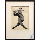 Katherine Kimball (American, 1866-1949), Home Run, 1923, ink on paper, signed and dated lower