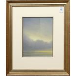 American School (20th century), Misty Sunset, gouache on paper, signed "Moore" lower left,