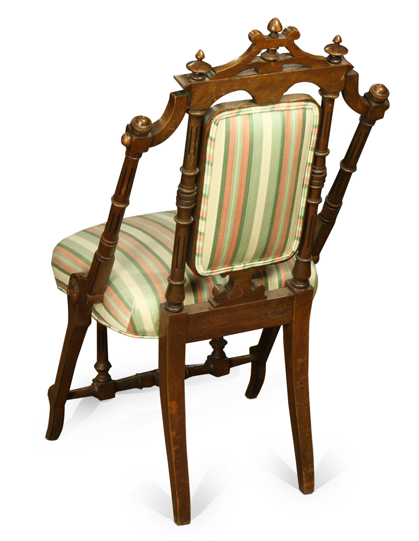 George Hunzinger walnut parlor chair, New York circa 1870 executed in the Renaissance Revival taste, - Image 3 of 4