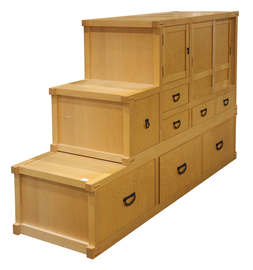 Berkeley Mills step tansu, in two parts, having a rectangular top, above the case with eight drawers - Image 3 of 8