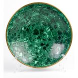 Mid Century malachite bowl, having a brass rim, unsigned 2"h x 10"w