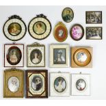 (lot of 15) Collection of portrait miniatures by various artists, including N. Gerard, Mussy,