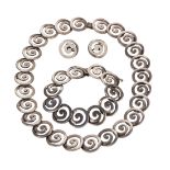 Los Castillo sterling silver jewelry suite Including 1) bracelet, composed of sterling silver,