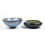 (lot of 2) Chinese glazed ceramics: consisting of a Jun-type bowl; together with a brush washer
