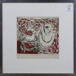"Annunciation," 1958, linocut, signed indistinctly lower right (Brandon H. Wasser?), dated lower
