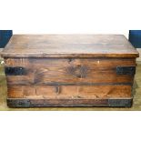 Victorian stage coach style trunk with metal hardware, 17"h x 36"w x 18"d