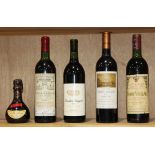 (lot of 5) Moet a Chandon petite liqueur, 1983 Chateau La Lagune Haut Medoc, 2003 Chateau Paveil