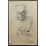 Portrait of Peter Selz, 1988, graphite on paper, signed "J. Albertson" dated and titled lower right,