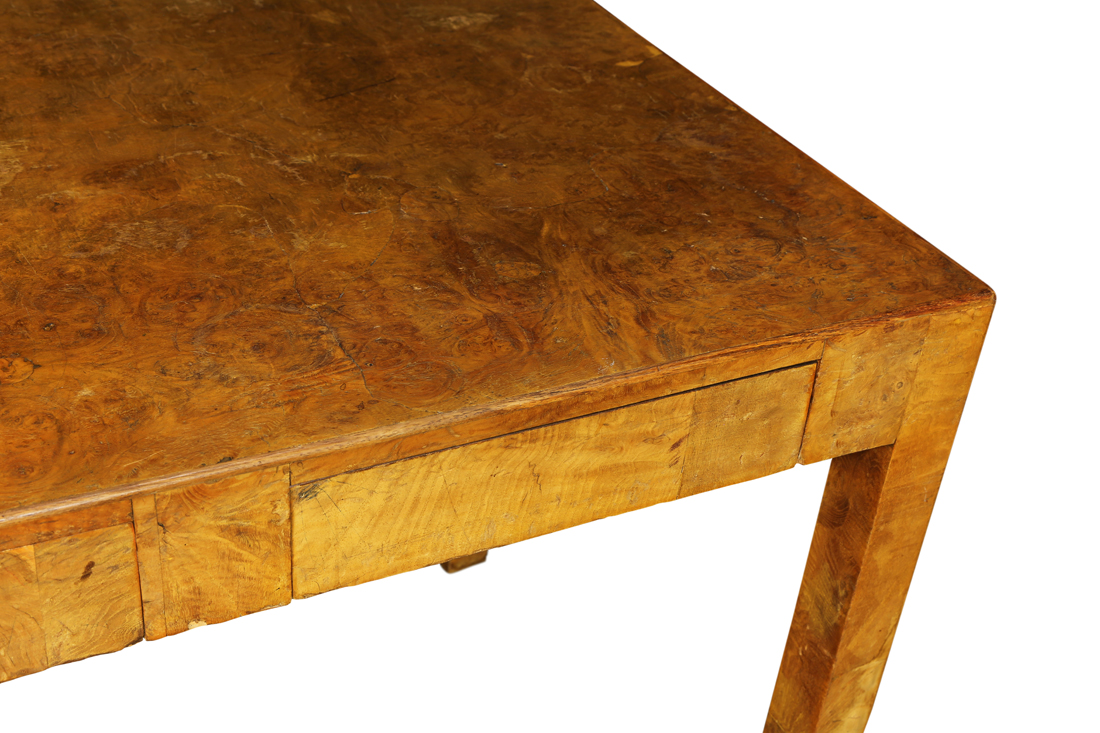 Mid Century olive wood work station, having a rectangular top above the three drawers, 29"h x 54"w x - Image 5 of 5