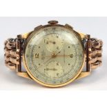 Mundus 18k yellow gold and metal wristwatch Dial: round, silvered, Arabic numeral, dot gold tone