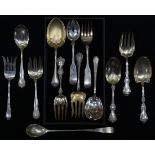 (lot of 13) Associated sterling serving utensils group, consisting of (6) serving spoons, (6)
