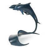 Doug Wylie (American, b.1952), Dolphins, 1989, patinated bronze sculpture, edition A.P 20/45,