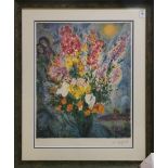After Marc Chagall (French/Russian, 1887-1985), Lovers' Bouquet, print in colors, signed in plate