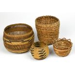 (lot of 4) Pacific Northwest and Northern California basket group, including Aleut with whale