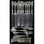 (lot of 31) Dominick and Haff for Shreve & Co. sterling silver flatware service in the "Century"