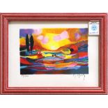 Marcel Mouly (French, 1918-2008), Paysage Aux Deux Cypress, lithograph in colors, pencil signed