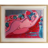 Peter Max (German/American, b.1937), Lounging Nude, screenprint over offset print, signed lower