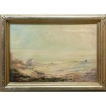 Beach Scene, oil on canvas board, signed indistinctly "TuMalison?" lower right, overall (with