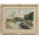 Guy de Neyrac (French, 1900-1950), "Le Seine au Pont Neuf, Paris," watercolor, signed indistinctly